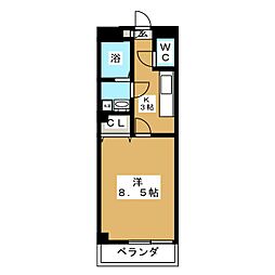 フェリーチェ春 1Kの間取図画像