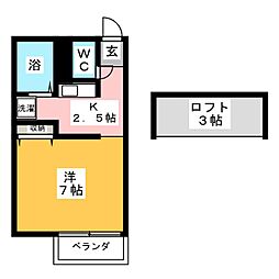 フォーユーハイツ2 1Kの間取図画像