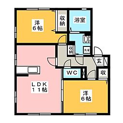 リビングタウン大和南C 2LDKの間取図画像