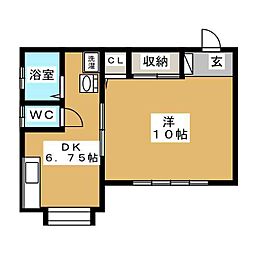 竹谷ハイツ 1DKの間取図画像