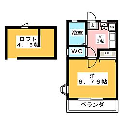 シャローム湘南 1Kの間取図画像