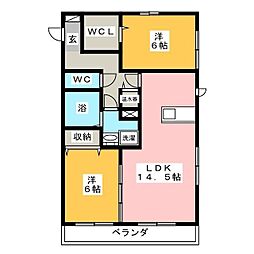 リベラマーロ 2LDKの間取図画像