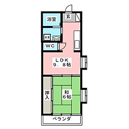 サニーコーポ1 1DKの間取図画像