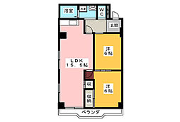 金子ビル 2LDKの間取図画像