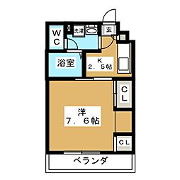 リブリ・立場 1Kの間取図画像