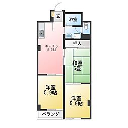 相模原サニーハイツ 3DKの間取図画像