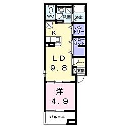 セレッソ パルケ 1LDKの間取図画像