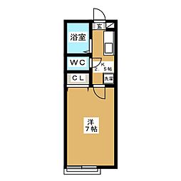 ジンガーデン 1Kの間取図画像