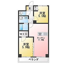 ホーユウパレス南林間第一 2LDKの間取図画像