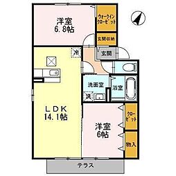 アクシス南林間弐番館 2LDKの間取図画像