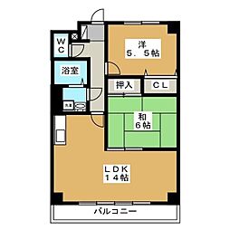 ドミール相模大野 2LDKの間取図画像