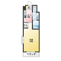 シャルマン 1Kの間取図画像
