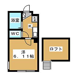 イザットパレス小田急相模原 1Kの間取図画像