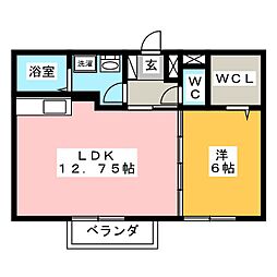 カサベルデK&S 1LDKの間取図画像