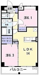 ヴァルスヴァルド 2LDKの間取図画像