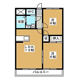 アルシヨン悠々 2LDKの間取図画像