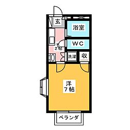 サンヒルズ 1Kの間取図画像