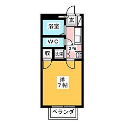 サンヒルズ 1Kの間取図画像