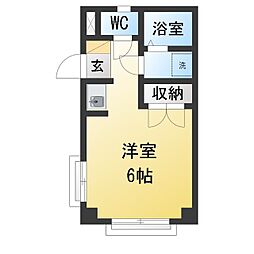リバータウン松枝 ワンルームの間取図画像