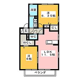 グランフォート壱番館 2LDKの間取図画像