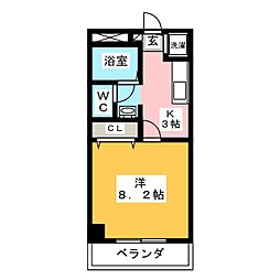 ブランシュ 1Kの間取図画像