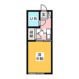 コーポ京 1Kの間取図画像
