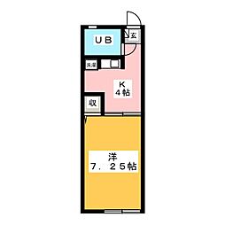 マリブハウゼ 1Kの間取図画像