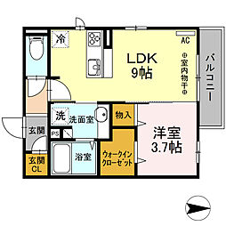 サンフェリーチェ海老名 1LDKの間取図画像