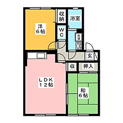 サニーハウス石井B 2LDKの間取図画像