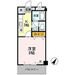 ブランシュ 1Kの間取図画像