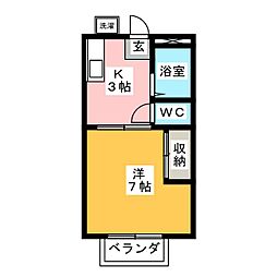 ハイツ萩原 1Kの間取図画像