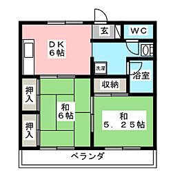 ハイムシャルム 2DKの間取図画像