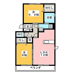 グランレーヴD 2LDKの間取図画像