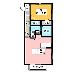 ファインセジュール 1LDKの間取図画像
