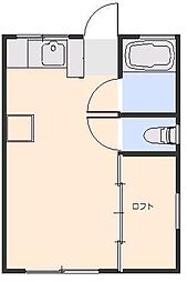 日の出シャルム ワンルームの間取図画像