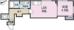 ベゼル 1LDKの間取図画像