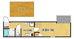 Privia亀有 1Kの間取図画像