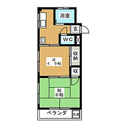 イモトマンション 2階2Kの間取り