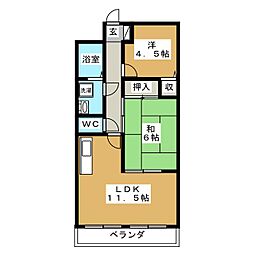 ロワジール北松戸 2LDKの間取図画像