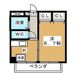 メゾンソレイユ 1Kの間取図画像