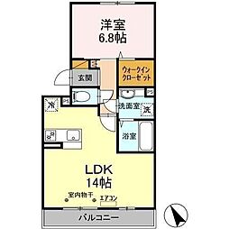 パインヒルズ胡録台 1LDKの間取図画像