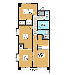 グリーンヒル八柱 3LDKの間取図画像