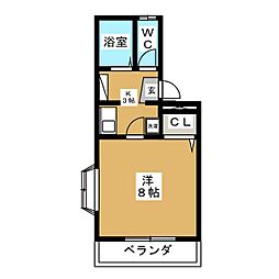 ゼファーマンション 1Kの間取図画像
