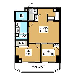 MH2ビル 2LDKの間取図画像