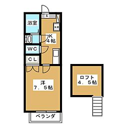 ツインリーフ1 1Kの間取図画像