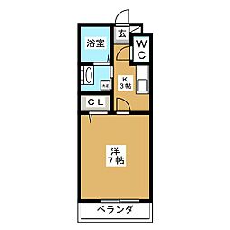 アドラブール 1Kの間取図画像