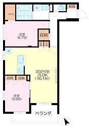 Maison桜 3階2LDKの間取り