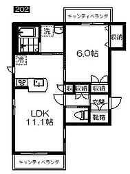 パークウェストヴィラ吉祥寺 1LDKの間取図画像