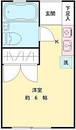 ヒルサイド・A ワンルームの間取図画像