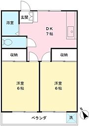 ベアーマンション 2DKの間取図画像